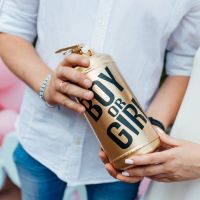 Баллон "Огнетушитель для Гендер Пати" золотой с Розовым дымом 